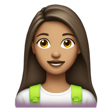 brunette, straight haired girl with tan skin and neon accessories  sticker