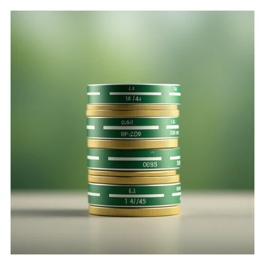 stack of coins, professional style, green gold and white color scheme, bold and clear, suitable for digital use sticker