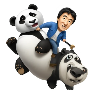 Jackie Chan riding on panda sticker