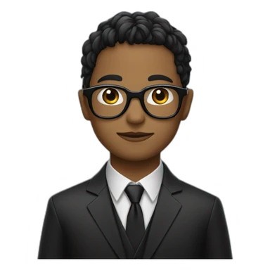 Boy wear black suit and black circle glasses on the rain sticker