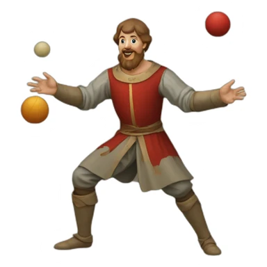 medieval juggler juggling 4 balls sticker