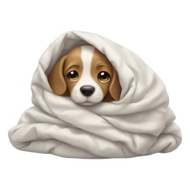 Puppy wrapped in a duvet  sticker