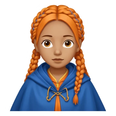 orange braids hair girl, tan skin, wear blue cloak sticker