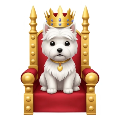 a cute west highland terrier dog sitting on a throne like a king sticker
