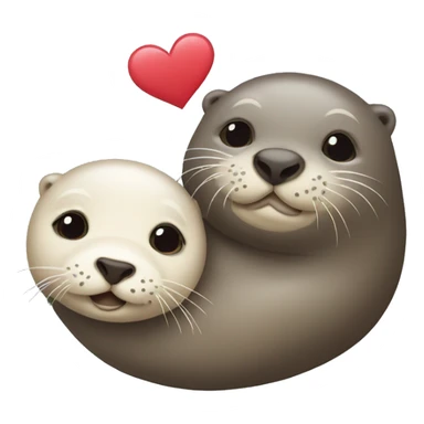 seal and otter with hearts sticker