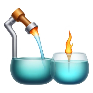 Glassblowing icon, molten glass being shaped with blowpipe, glowing glass object in process, glass being poured into mold, unfinished piece, minimalistic style, clean lines, transparent background. sticker