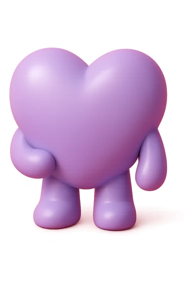 purple heart, vinyl figure style, collectible toy look, no text sticker