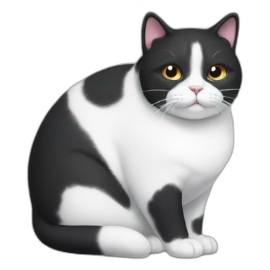 Obese black and white cat with white socks sticker