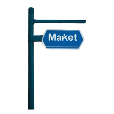 Street sign that says MARKET in blue sticker