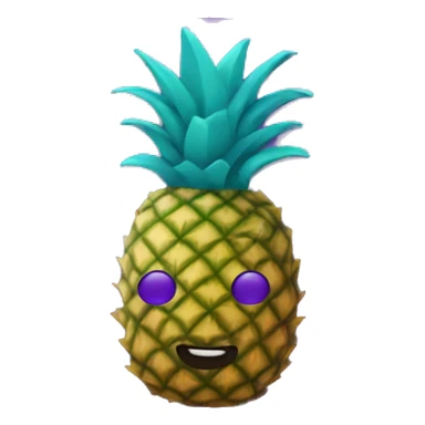 teal pineapple on top of a purple seal sticker