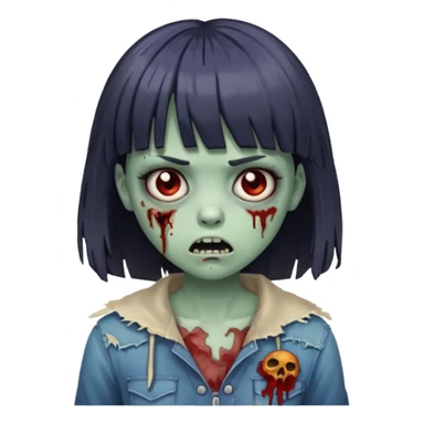 Zombie girl with bangs  sticker