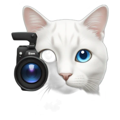 white cat with blue eyes with camera sticker