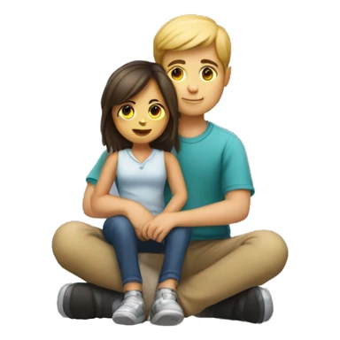 A girl sitting on a boy’s lap sticker