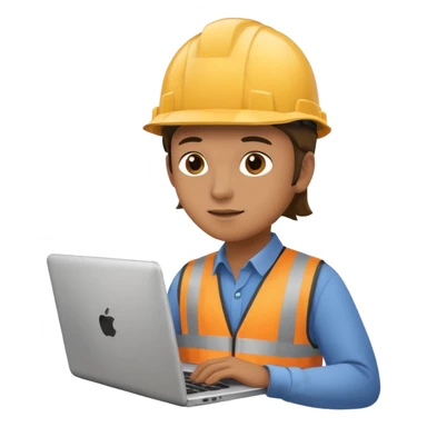 Person mit Schutzhelm arbeitet an einem Laptop sticker