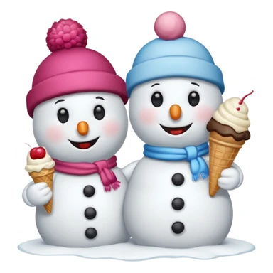 snowmen wearing cap with ice cream sticker
