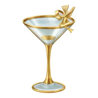 gold rimmed martini glass with tiny gold bows sticker