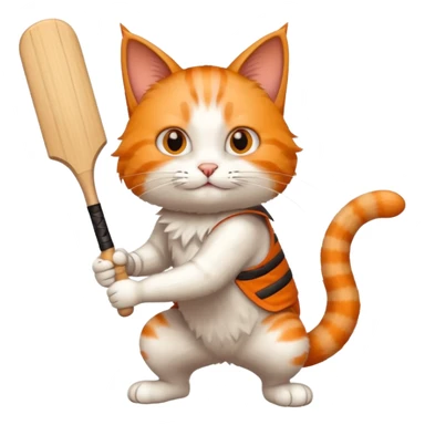 cat playing cricket sticker