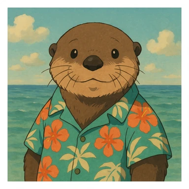 Sea otter wearing a Hawaiian shirt  sticker