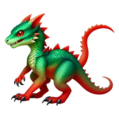 Cool Edgy Green-Red-gradient badass Fionbri-Vernid-Trico-animal-creature full bodyd sticker