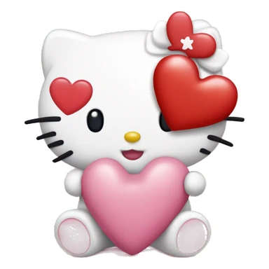 Hello kitty agarrando un osito y un corazón  sticker