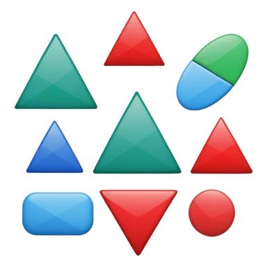Red triangle , green rectangle , blue oval collage sticker