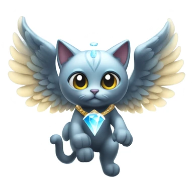 4dDiamond Omni-Cat God with wings and a ring around its body  sticker