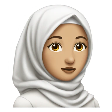 White hijab teenager with her neck showing but hair covered, hijab a cheetah print sticker