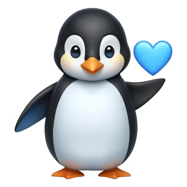 a penguin giving blue hearts sticker