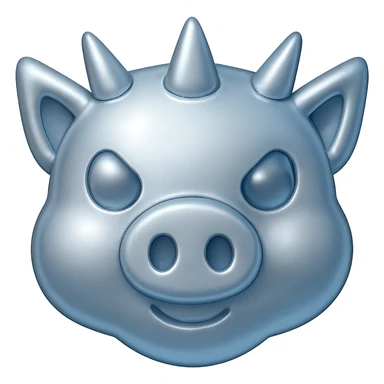 Make the pig mask much cuter with a completely metallic texture that is shiny and reflective. Keep the spikes but make them less menacing. Preserve the transparent background. sticker