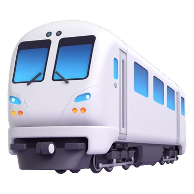 sleek white train, front view, microsoft fluent emoji style sticker