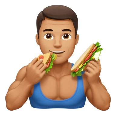 a muscle man eating a sandwitch sticker