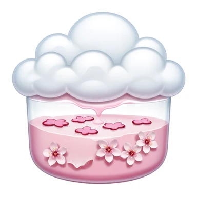 Sakura pudding shaped like a cloud with cherry blossom petals sticker