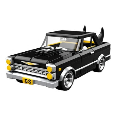 Catwoman’s futuristic black metallic 1965 Chevy Nova SS street rat rod Lego retro modded sticker