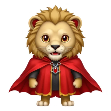 Vampire animal, lion in red collar cloak, red eye, fangs sticker