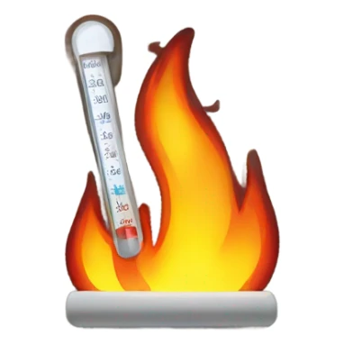 fire emoji with thermometer on top left sticker