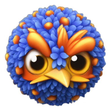3d sphere with a cartoon whimsical cornflower Magma Cube skin texture with chicken eyes sticker