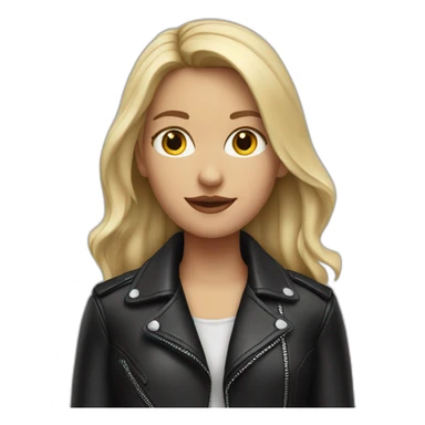 half blonde girl with black leather jacket  sticker