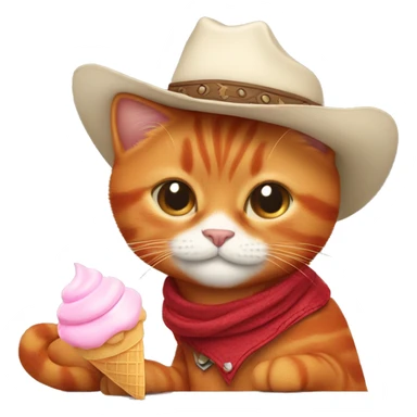 Red cat in cowboy boots with ice cream  sticker