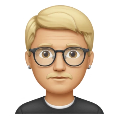 blond man wearing  big earrings, wearing glassess, with no beard sticker