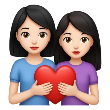 2 girls that have a heart one hair black the other brown  sticker