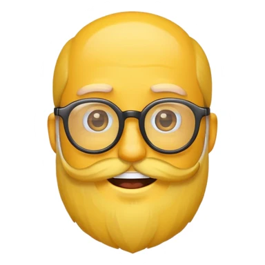 Yellow emoji with glasses and a beard sticker