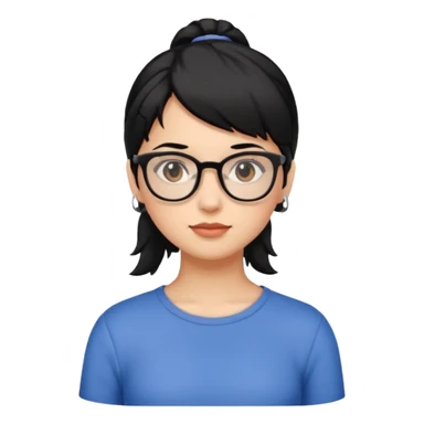 Ragazza con i capelli corti neri con una mezza coda con gli occhiali e gli occhi marroni sticker