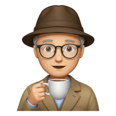glasses man drink coffe with hat  sticker