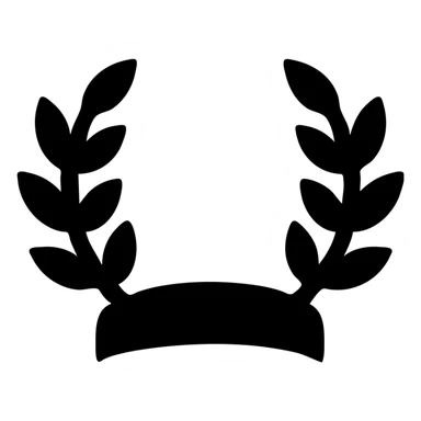 minimal icon of a Greek god crown with more perspective, laurel leaves arranged more horizontally, in silver color, type 4 sticker