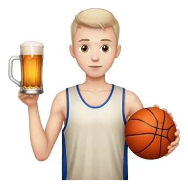 coked out skinny man with a pitcher of beer and a basketball sticker
