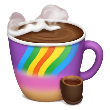Rainbow coffee cup with hot coco  sticker
