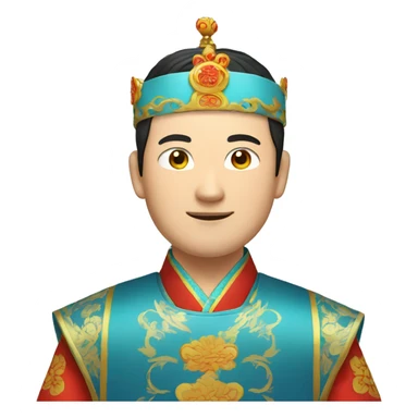 Chinese man wear Chinese traditional clothes and crown, blue sticker