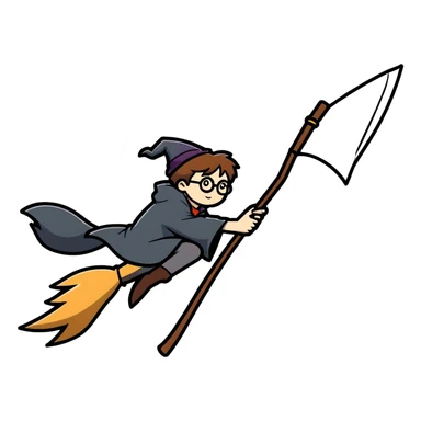 Harry Potter flying on a broomstick sticker