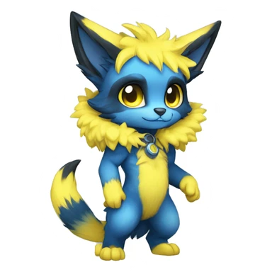 Anthro-Edgy-Cool-Blue-Yellow-Contrast-Colors-Fantasy-Fur-Sona-Chibi-Shiny-Fakémon-Hybrid full body sticker