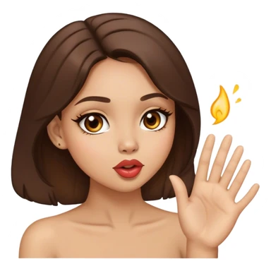 Light skin brunette with light brown eyes blowing a kiss  sticker